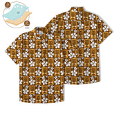 Tiki Mask Pattern Hawaiian Shirt, Tribal Tiki Hibiscus Hawaiian Shirt